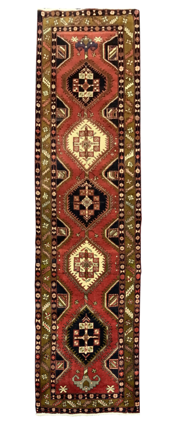 Lot 3, Meshkin, Azarbaiejan, c.1960, wool pile, rare & durable, Persia, size 416x105 cm, RRP $7500 (1)