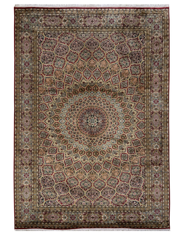 Lot 32, Fine Srinagar, 100% silk pile on a cotton warp and weft, Dome design, Kashmir, India, Size 280x191 cm, RRP $15,000 (1)