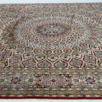 Lot 32, Fine Srinagar, 100% silk pile on a cotton warp and weft, Dome design, Kashmir, India, Size 280x191 cm, RRP $15,000 (3)