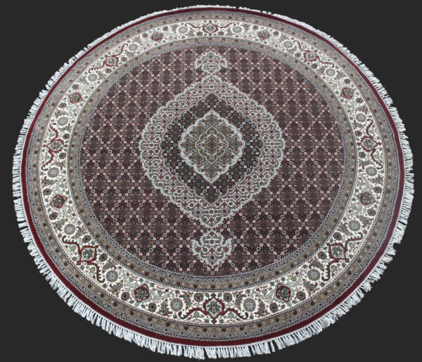 Lot 34, Superfine Amritsar in Tabriz mahi design, NZ wool pile, silk inlay, India, size 185x185 cm, RRP $8000 (1)