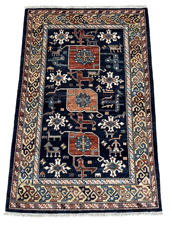 Lot 48, Afghan Turkaman weave, circa 2010, 19th century Kazak inspired, HSW & Veg dyes, size 185x123 cm, RRP $4000 (1)