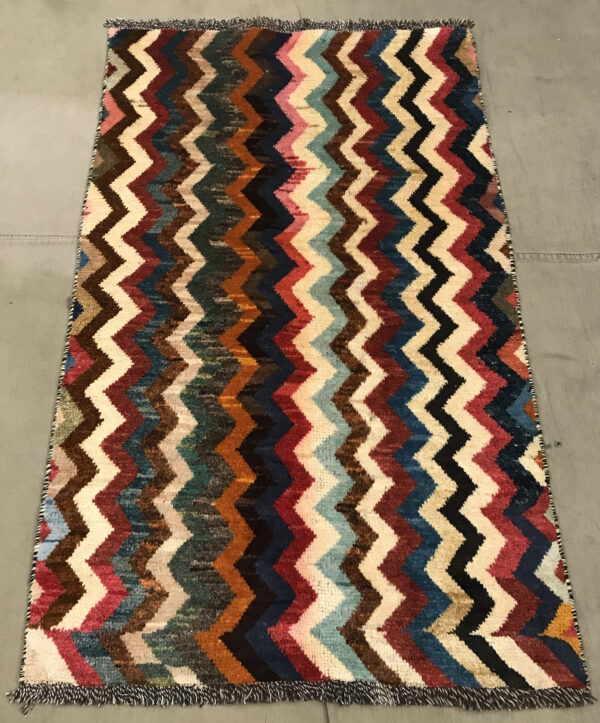 Lot 58, Vintage Kashkuli Gabbeh woven by Qashqai nomads, very durable, natural vegetable dyes, Persia, size 140x90 cm, RRP $3000 (1)