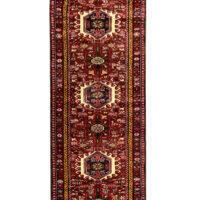 Lot 7, Karajeh-Heriz, cottage weave from Azerbaijan region , circa 1970, wool pile, rare & durable, Persia, size 382x80 cm, RRP $6000 (1)