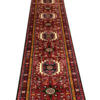Lot 7, Karajeh-Heriz, cottage weave from Azerbaijan region , circa 1970, wool pile, rare & durable, Persia, size 382x80 cm, RRP $6000 (2)