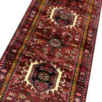 Lot 7, Karajeh-Heriz, cottage weave from Azerbaijan region , circa 1970, wool pile, rare & durable, Persia, size 382x80 cm, RRP $6000 (5)