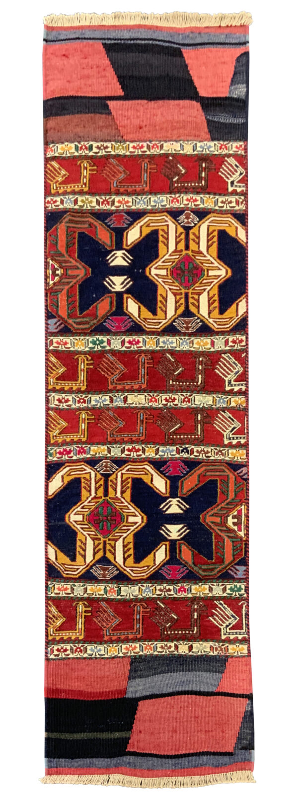 Lot 70, Antique Azari-Saumak, circa 1920, khorjeen face, all wool, Rare & collectable, Persia, size 184x54 cm, RRP $1300 (2)