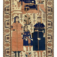 Rug# 10040, Pictorial Zabol Balouch, circa 1940, King Cyrus & family, Persia, size 203x124 cm (3)