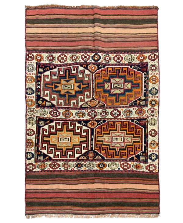 Rug# 10473, Vintage Azari-Saumak, circa 1940, Mafresh face, fine wool, Rare & collectable, Persia, size 156x98 cm (1) - Copy