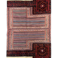 Rug# 10493, Antique Luri Saumak & kilim Tacheh or Grain bag-face, c.1920, Persia, size 191x90 cm (1) - Copy