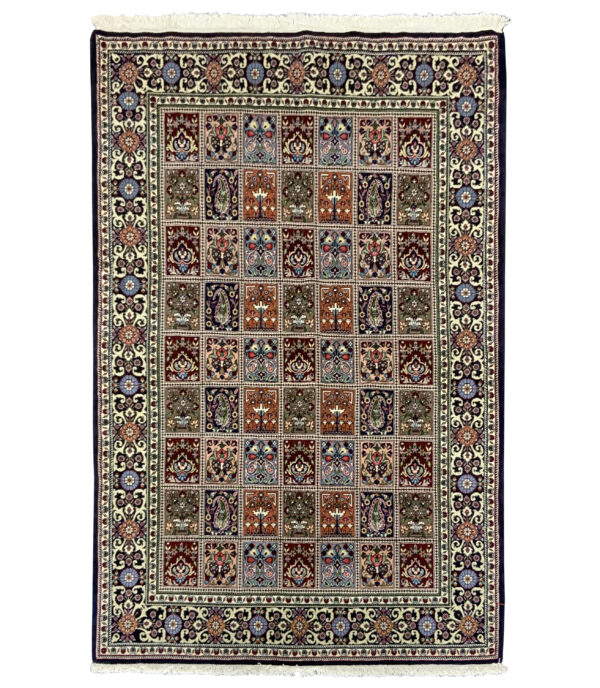 Rug# 10714, Superfine Qoum-Kork, circa 1990, Garden or Baagh design, superfine wool pile, rare, Persia, size 215x137 cm (2) - Copy