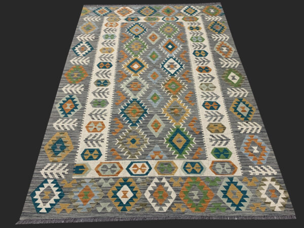 Rug# 26111, Afghan Maimaneh Kilim, Qazni wool & vegetable dyes, Size 247x174 cm