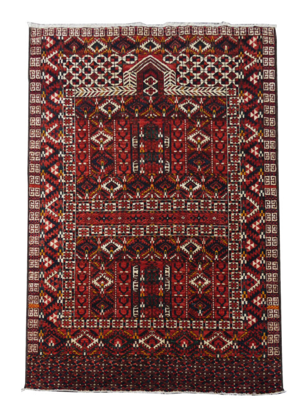 Rug# 26352, Ersari weave Turkaman, 19th c Ensi-Hatchli design, veg dyes, size 186x121 cm (1)