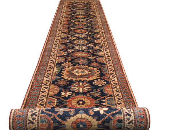 Rug# 26381 Afghan Turkaman weave, 19th Caucasian inspired, hand spun wool, Vegetable dyes, size 581x94 cm (5)