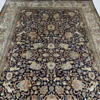 Rug# 31223, Fine Srinagar, 100% silk pile on a cotton warp and weft, Classic Safavid floral, , Kashmir , India, Size 281x183 cm (5)