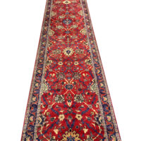 Rug#10600 Persian Sarouk, 16th c Safavid flowers, circa1960, wool pile, rare & durable, Persia, size 407x80 cm (1)