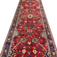 Rug#10600 Persian Sarouk, 16th c Safavid flowers, circa1960, wool pile, rare & durable, Persia, size 407x80 cm (3)