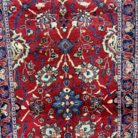 Rug#10600 Persian Sarouk, 16th c Safavid flowers, circa1960, wool pile, rare & durable, Persia, size 407x80 cm (6)