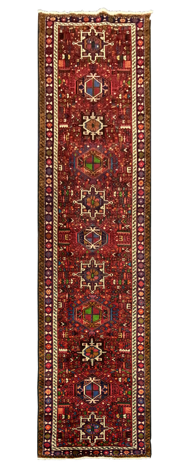 Rug#10620 Karajeh-Heriz, Azarbaiejan, c.1970, wool pile, rare & durable, Persia, size 300x75 cm (1)