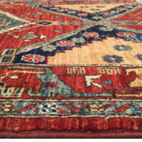 Rug# 26382 Afghan Turkaman weave, 19th Caucasian inspired, hand spun wool, Vegetable dyes, size 508x88 cm (3)