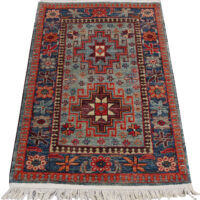 Rug# 26455 Afghan Turkaman weave , circa 2010, vegetable dyes, all wool, 19th c Caucasian inspired, size `132x84 cm (2)