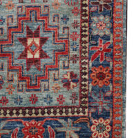 Rug# 26455 Afghan Turkaman weave , circa 2010, vegetable dyes, all wool, 19th c Caucasian inspired, size `132x84 cm (5)