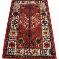 Rug# 26458 Afghan Turkaman weave , circa 2010, vegetable dyes, all wool, 19th c Caucasian inspired, size 143x90 cm (2)