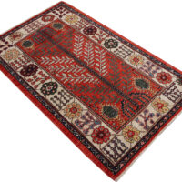 Rug# 26458 Afghan Turkaman weave , circa 2010, vegetable dyes, all wool, 19th c Caucasian inspired, size 143x90 cm (3)
