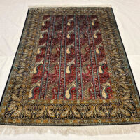 Rug# 6254, vintage and fine Qum pure caspian silk on silk foundation, c.1950, Persia, size 204x135 cm, RRP $12000, Special price $3600 (3)