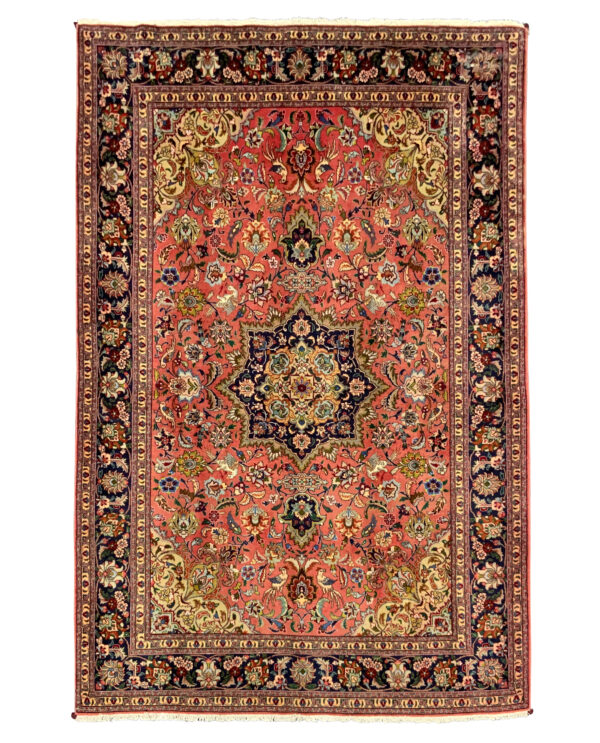 Rug#10411, Mid century Tabriz , wool and silk pile, circa 1960, 500K kpsqm, restored, Rare piece, Persia, size 200x137 cm