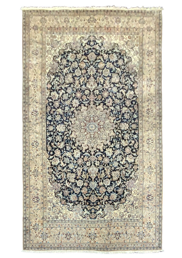 Rug#10565, Persian Nain Tudeshk, circa 1945, fine wool & silk pile, rare & collectable, Persia, size 390x210 cm (1)