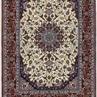 Rug# 10239, Isfehan, Kork-wool & silk pile, silk foundation, 900k KPSQM, Signed Sairafian, c.1990, Persia, size 203x132 cm (3)