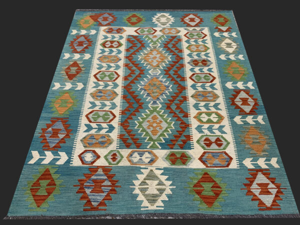 Rug# 26125, Afghan Maimaneh Kilim, Qazni wool & vegetable dyes, Size 193x157 cm