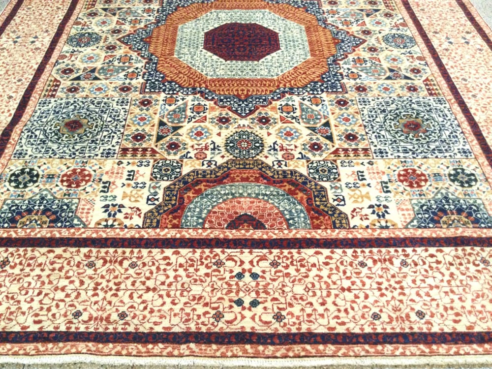 Rug# 26307, Afghan Turkakan weave, 15th c Mamluk design, Veg dyes, Size 293x241cm (2)