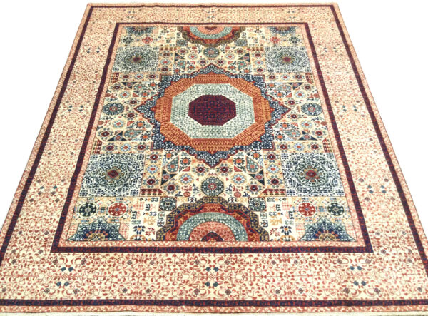Rug# 26307, Afghan Turkakan weave, 15th c Mamluk design, Veg dyes, Size 293x241cm