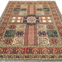 Rug# 26360, Afghan Turkaman weave, Vegetable dyes, 17th c Safavid Garden design, size 354 x 270 cm (2)