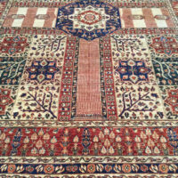 Rug# 26360, Afghan Turkaman weave, Vegetable dyes, 17th c Safavid Garden design, size 354 x 270 cm