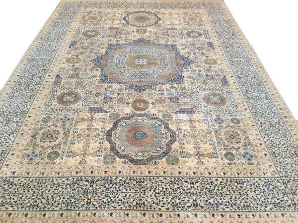 Rug# 26366, Turkaman weave Afghan, 15th century Mamluk inspired, hand spun wool, Vegetable dyes, size 423x300 cm (2)