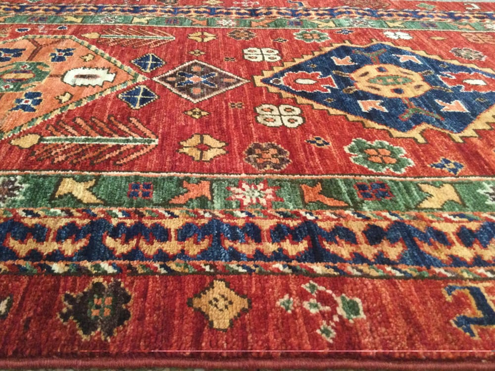 Rug# 26384 Afghan Turkaman weave, 19th Caucasian inspired, hand spun wool, Vegetable dyes, size 309x82 cm (4)