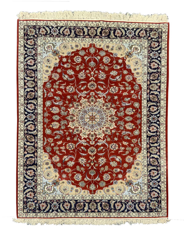 Rug#10629, Superfine Isfehan, full silk base and inlay, 850Kkpsqm, Rare piece, Persia, size 232x161 cm (2)