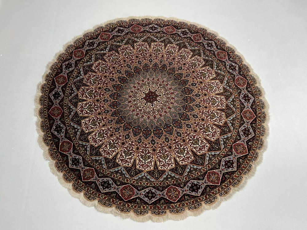 Rug# 1001TDR, Superfine Tabriz round carpet, 204×204 cm (1)