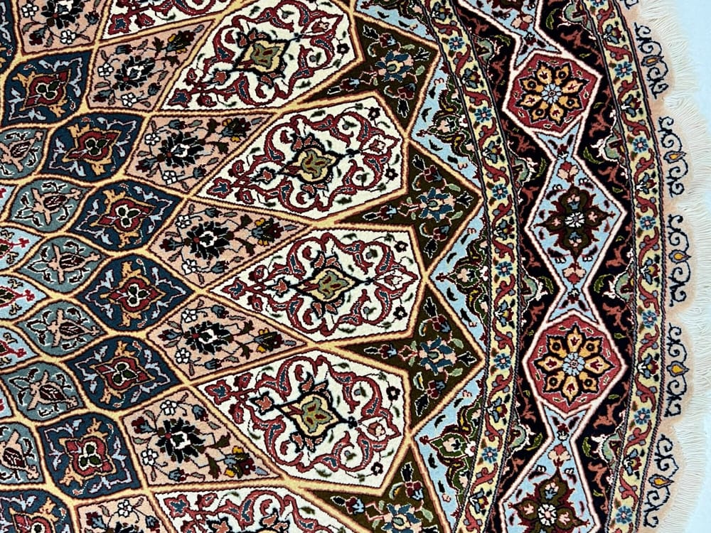 Rug# 1001TDR, Superfine Tabriz round carpet, 204×204 cm (2)
