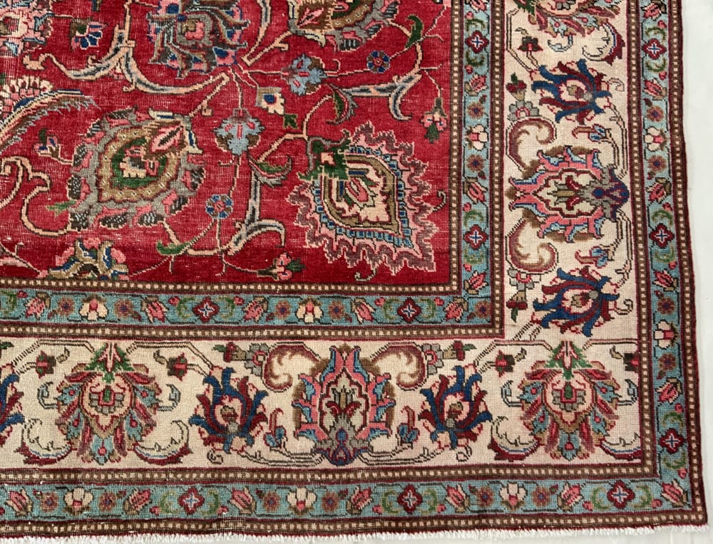 Rug# 10231, Tabriz , circa 1950, distressed pile, Safavid all over floral design, wool pile, 400,000 KPSQM, Persia, size 350x310 cm (5)