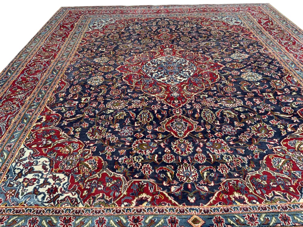 Rug# 10266, Kashan , circa 1970, immaculate condition, Safavid Corner & medallion design, wool pile, 350,000 KPSQM, Persia, size 377x296 cm (4)