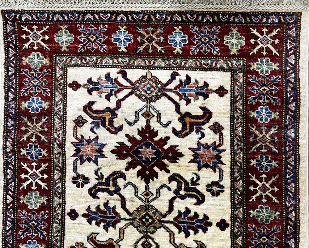 Rug# 26487. Afghan Chechen weave hall runner, circa 2010, 19th century Kazak inspired, HSW & Veg dyes, size 295x80 cm (3)