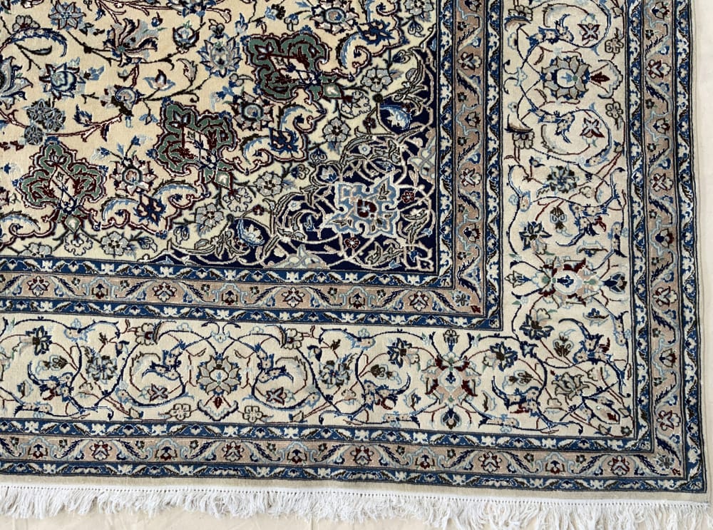 Rug# 10127, Vintage 6LA Nain , c.1970, Shahabbassi Medallion design, wool & silk pile, Pahlavi era, 800k KPSQM, immaculate, Persia, size 405x301 cm (6)