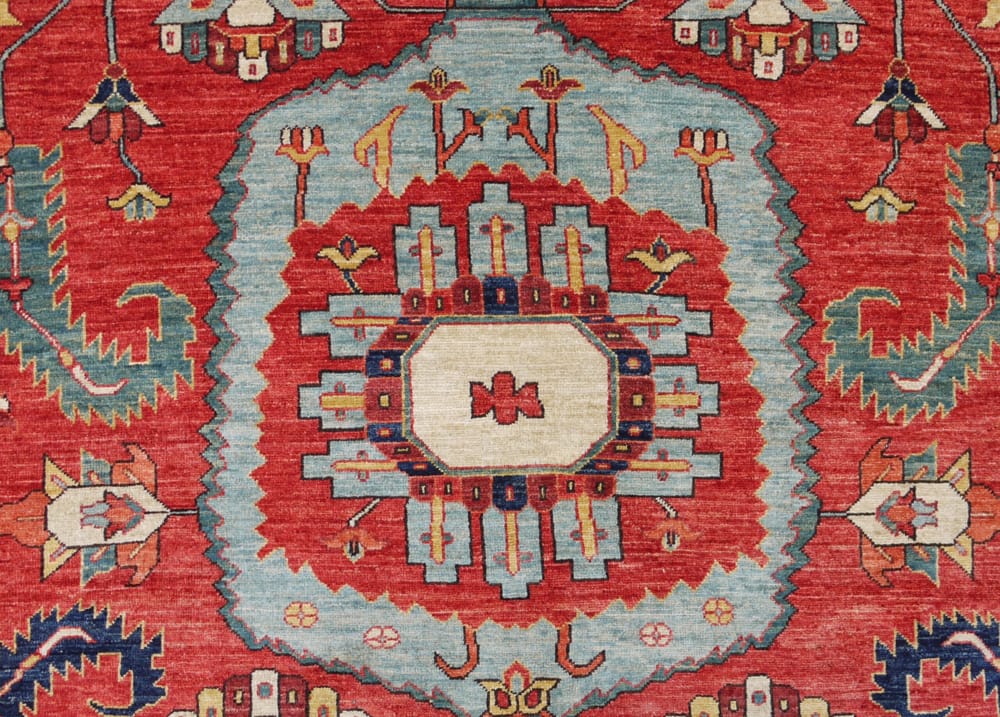 Rug# 26225, Afghan Turkaman weave, 19th century Heriz Serapi design, HSW, veg dyes, rare, custom made Size 401x272 cm (4)