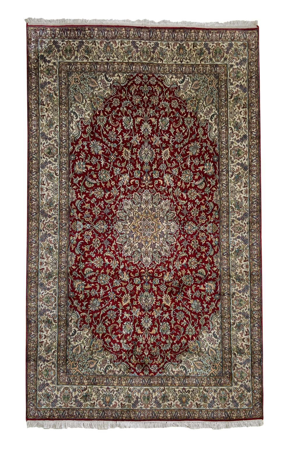 Rug# 31206, Fine Srinagar, 100% silk pile on a cotton warp and weft, Classic Safavid floral, , Kashmir , India, Size 190x124 cm (2)