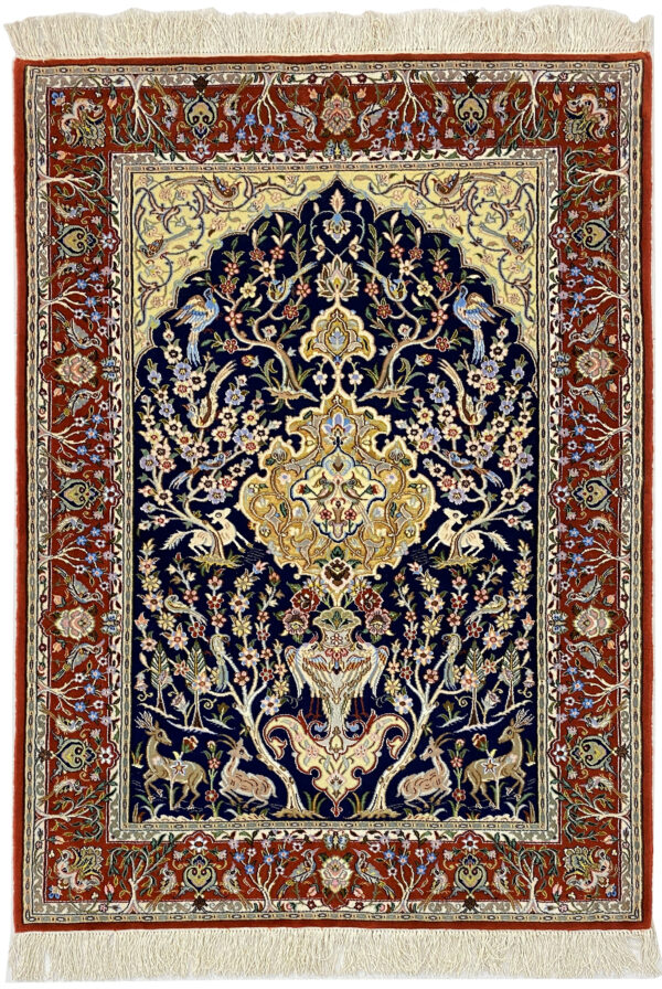 Rug# 10110, Masterweaver Isfehan, c.1990, Silk base and inlay, 900,000 KPSQM, Persia, size 160x109 cm (2)