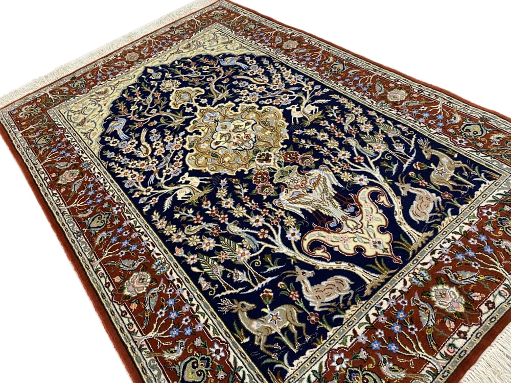 Rug# 10110, Masterweaver Isfehan, c.1990, Silk base and inlay, 900,000 KPSQM, Persia, size 160x109 cm (3)