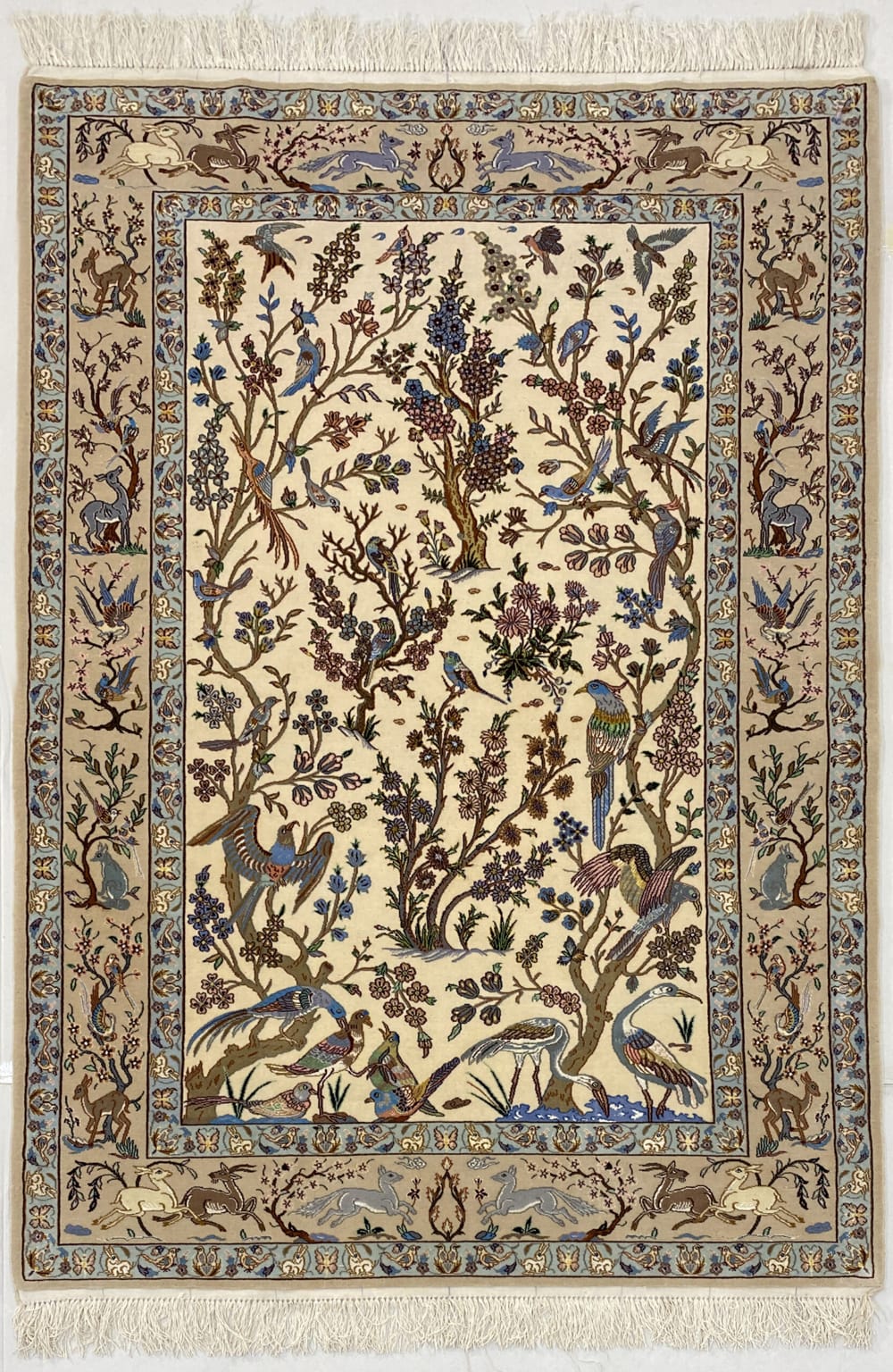 Rug# 10114, Masterweaver Isfehan, Pahlavi era, c.1975, silk base and inlay, 900,000 KPSQM, Persia, size 179x118 cm (2)